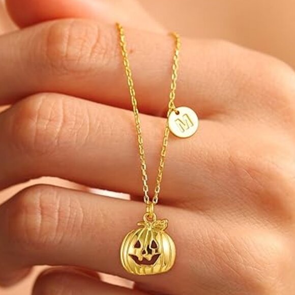 Neiman Marcus Halloween 18K Gold Plated Pumpkin Necklace - Picture 1 of 5